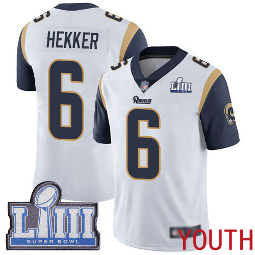 Los Angeles Rams Limited White Youth Johnny Hekker Road Jersey NFL Football 6 Super Bowl LIII Bound Vapor Untouchable